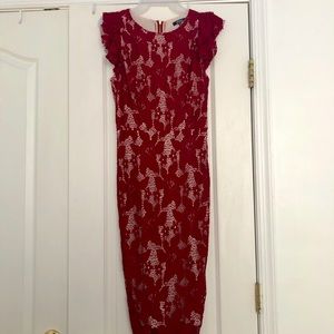 XOXO Burgundy Red Lace dress